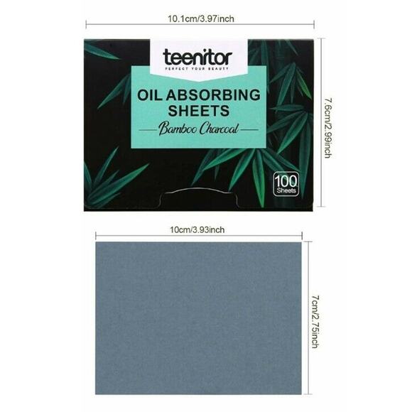100 Sheets Natural Blotting Paper for Oily Skin w Bamboo Charcoal Oil Blot.. NEW - Picture 2 of 6